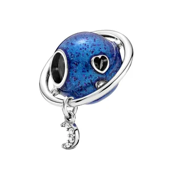 

2020 Winter New 925 Sterling Silver Beads Planet Love & Moon Charm fit Original Pandora Bracelet Christmas Jewelry