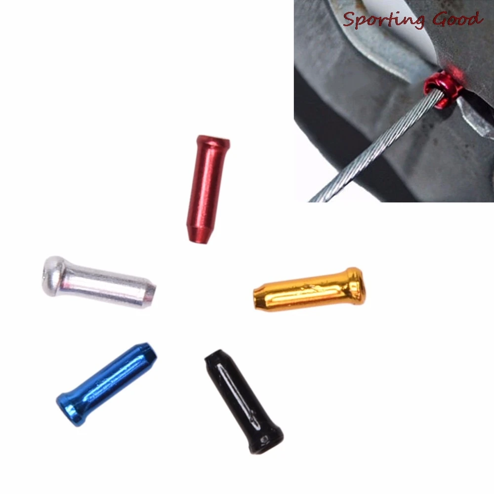 60PCS Metal Bike Brake Gear Cable Wire Outer End Cap Cover Crimps Tips Ferrules Aluminium Alloy Bicycle Brake Cable Caps 5 Color