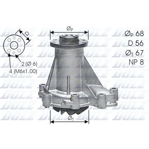 Помпа MB W124/W140/W201/W202/W210 2.5D/TD/3.5TD 84, Vito/601/602 DOLZ M176