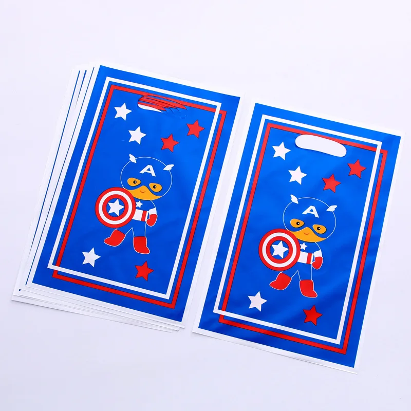 Loot Bag 6pcs 6 шт Капитан Америка вечерние одежды с мультяшным рисунком маски тема, детский душ одноразовая посуда для детей День рождения украшения свадебные принадлежности - Цвет: Loot Bag 6pcs