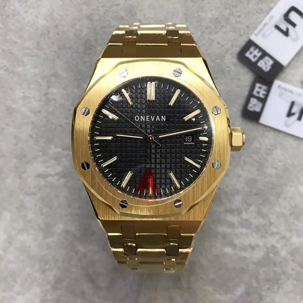 

two Style hot sale Royal Oak Series 15400OR Series 18K Gold Strap 42MM Black Dial Transparent Back Cover Auto Mechanical Watches