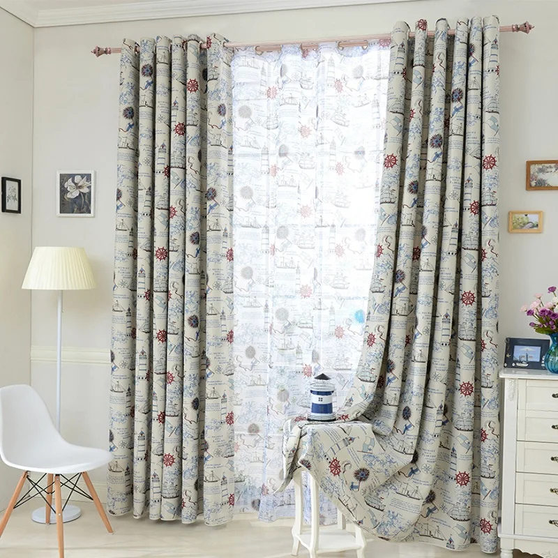 

High-Grade Curtains For Living Room Children Boys Curtain Sailing Time Curtains for Bedroom Window Cartoon kids blinds