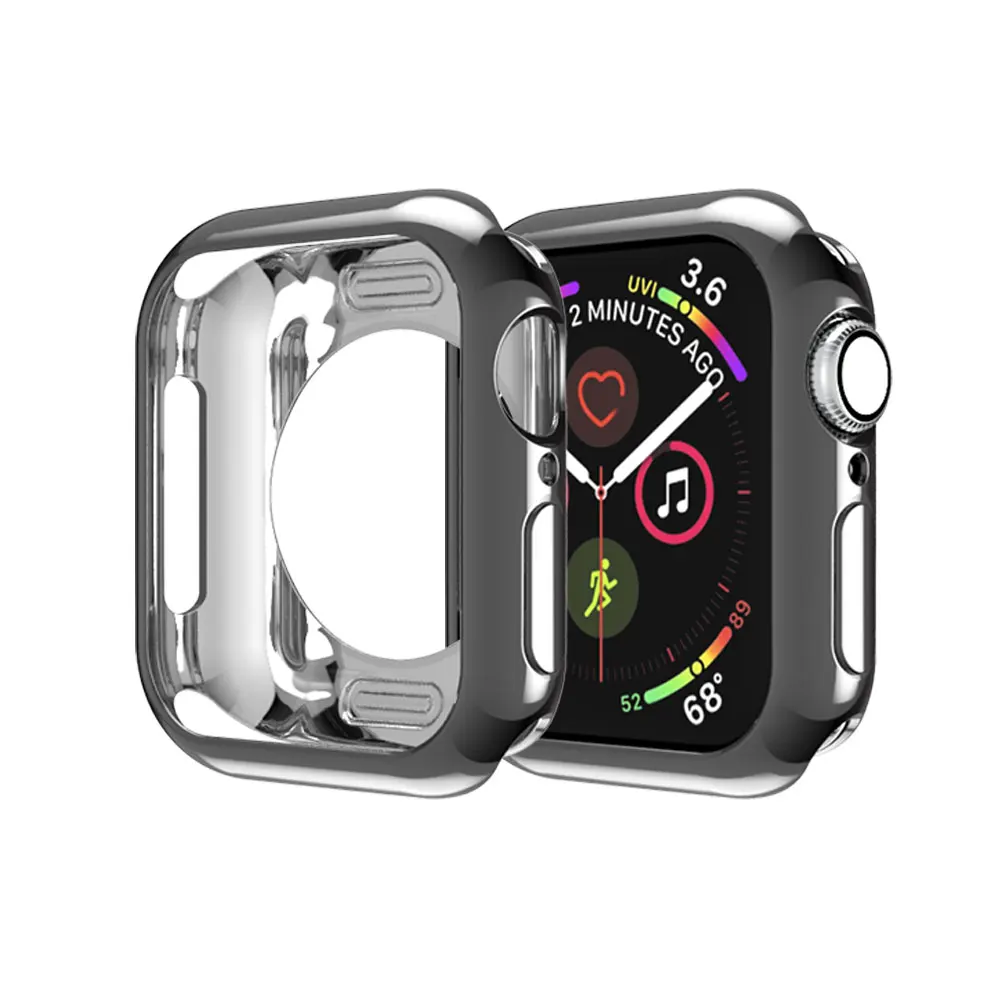 Мягкий чехол из ТПУ для Apple Watch 3, 2, 1, 42 мм, 38 мм, защитный чехол для iWatch 4, 40, 44 мм, серия 5, бампер для часов - Цвет: Черный