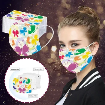 

50PC Cartoon Printing Adult's Disposable Mask Anti-stof Veilig Ademend Dustproof Protective masque jetable face mask fashion