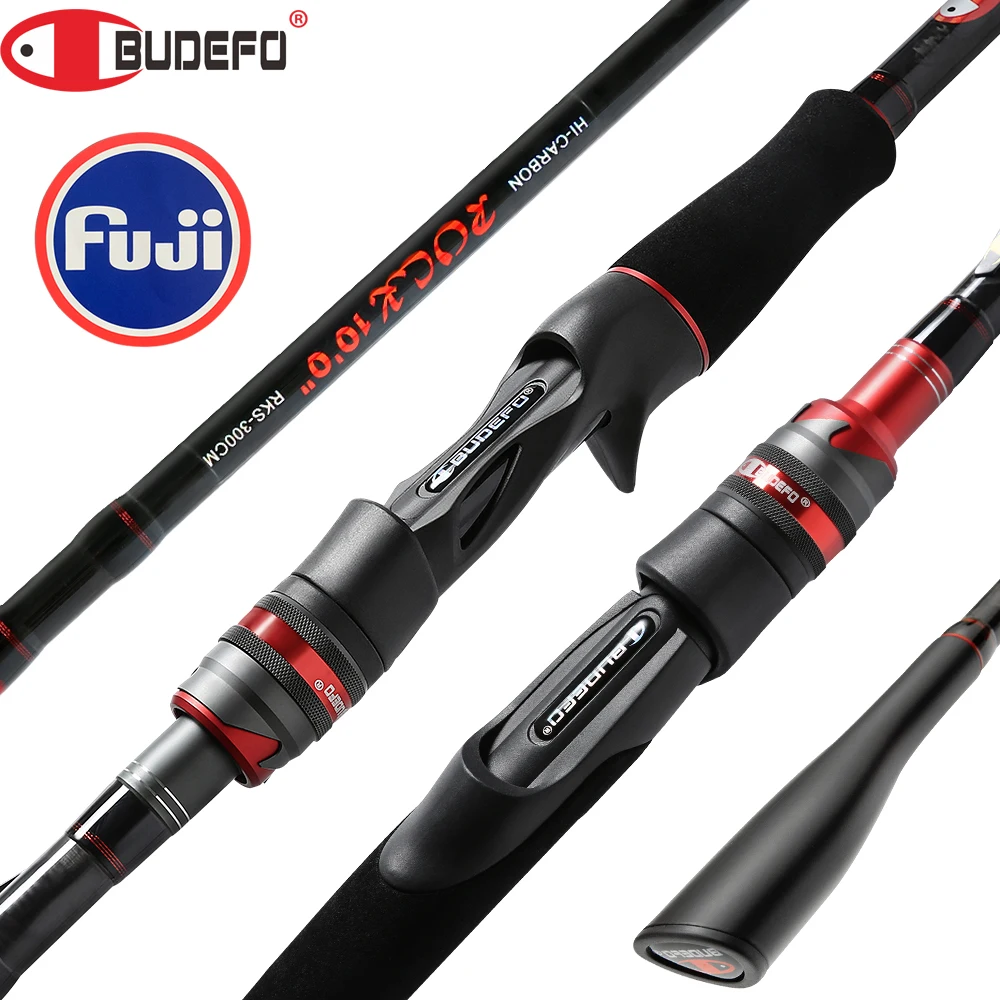 BUDEFO ROCK  Carbon Spinning Casting Fishing Rod with 1.98m 2.28m 2.43m 2.58m 2.70m 3.00m Baitcasting FUJI Guide FAST Rod 1
