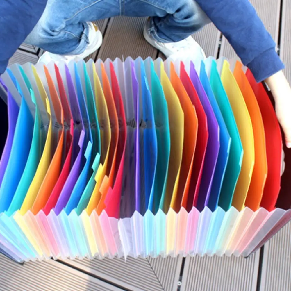 

New 24 Pockets Expanding File Folder A4 Organizer Portable Holder Supplies Document Archivador Carpeta Business File Office D3U2