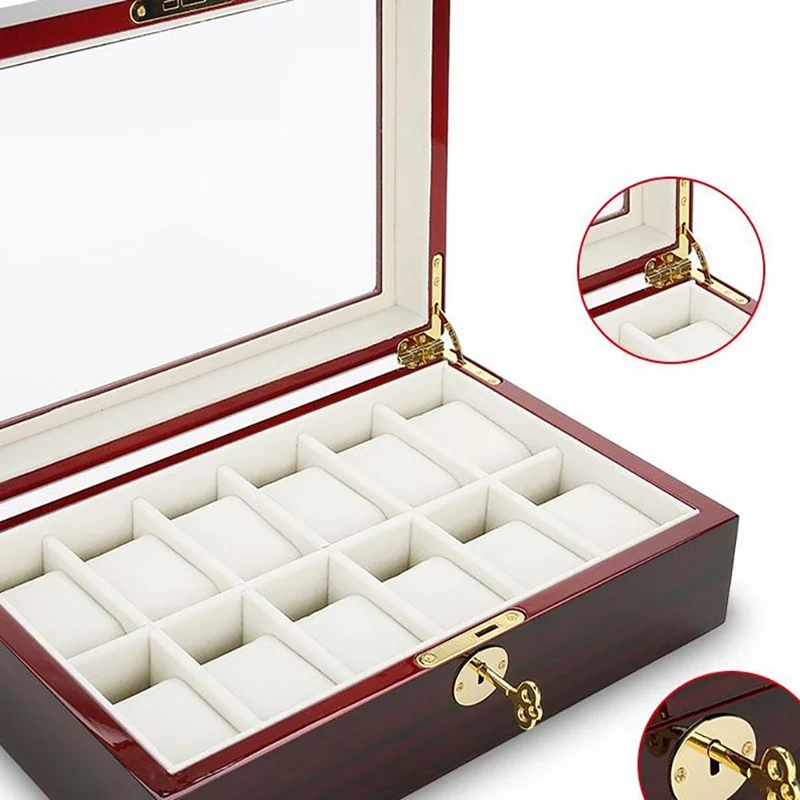 

Rectangle Paper Wood Watch Box Display Case Storage Non-slip Velvet Tassel Key Light Organizer Holder With Window Outdoor Tool