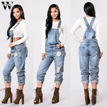 Womail, рваные джинсовые комбинезоны для женщин, женские джинсовые узкие брюки, на завязках, средняя талия, синие пуговицы, женские брюки, комбинезоны, джинсы