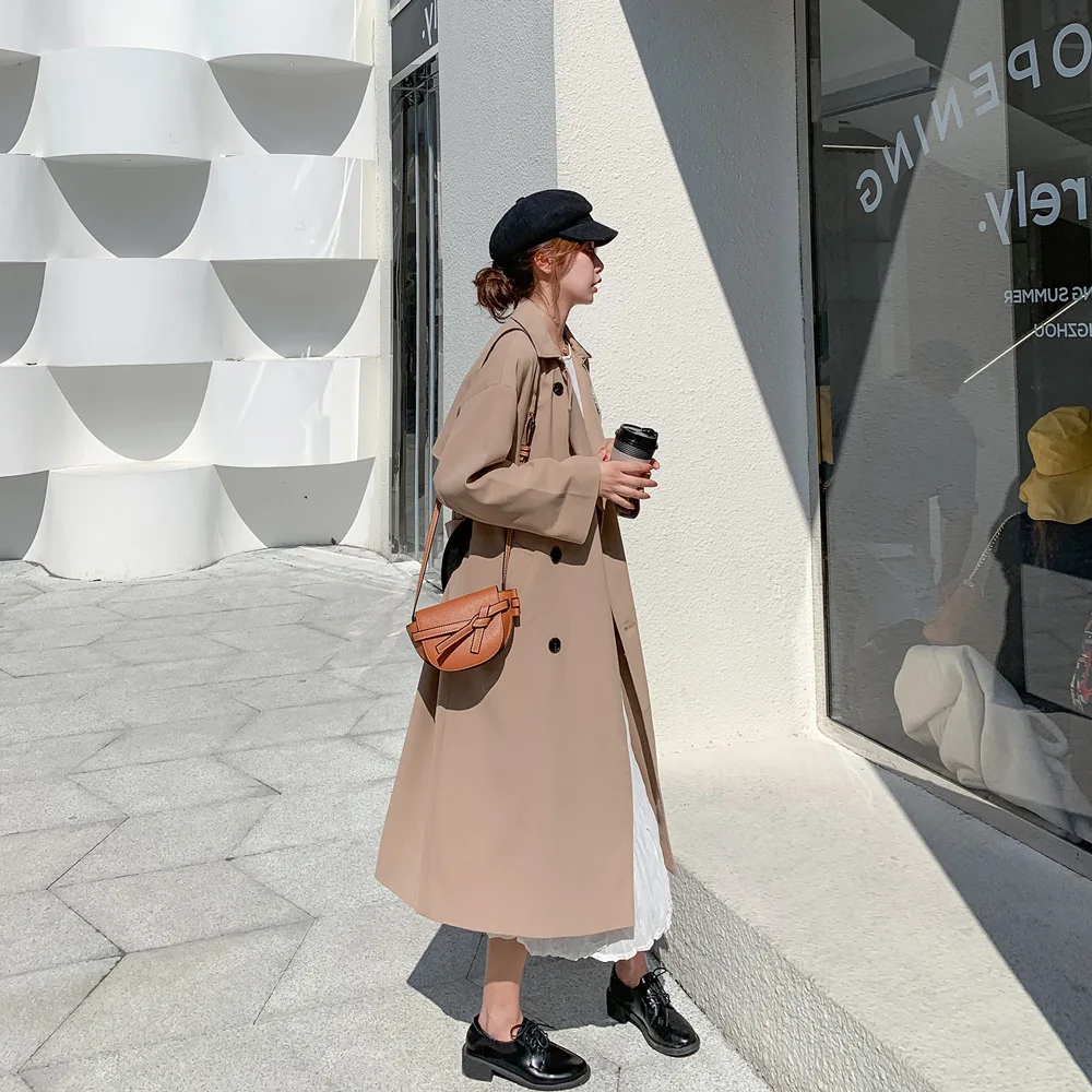 

2019 Popular Trench Coat Women's Long over-the-Knee Korean-style Versatile Hong Kong Style Spring And Autumn Slimming Khaki Coat