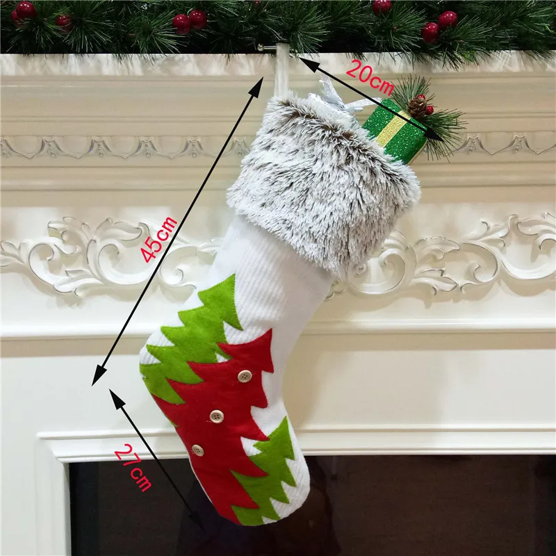 Рождественский чулок Санта Клаус Снеговик носок мешок для конфет Рождество елки украшения Navidad рождественские вечерние украшения дома подарочная сумка - Цвет: 1PCs 45x27x20cm