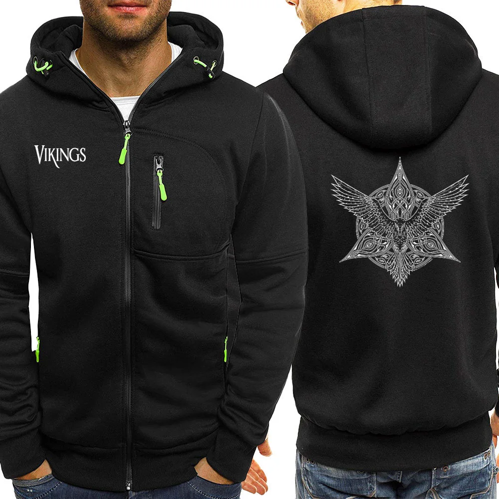 Лидер продаж флисовая спортивная одежда Odin Vikings Мужская Спортивная одежда Мужская винтажная толстовка с капюшоном осенний теплый уличный костюм мужские топы - Цвет: black5
