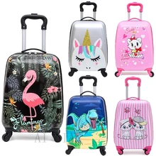 kids travel suitcase on wheels Cartoon rolling luggage Cute boy girls carry on cabin suitcase trolley luggage bag child gift HOT