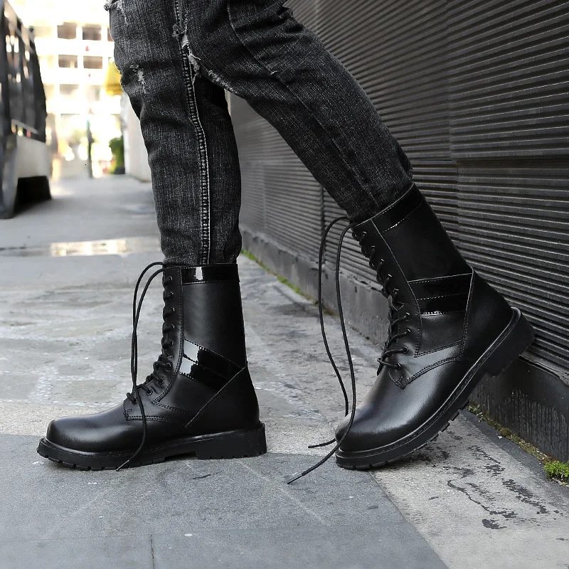 Ботинки мужские теплые зимние ботинки на меху Уличная обувь тактические ботинки из натуральной кожи на шнуровке; Botas Tacticos Zapatos; большие размеры 49 N1
