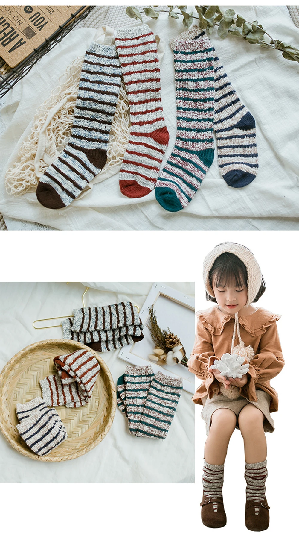 Детские зимние хлопковые теплые полосатые носки с изображением лотоса гольфы для маленьких мальчиков носки для маленьких девочек, рождественские подарки