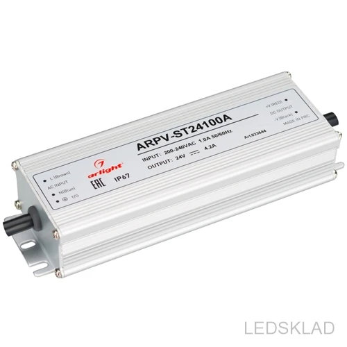 023644 Блок питания ARPV-ST24100-A (24V 4.2A 100W) (ARL IP67 Металл 3 года)-1шт. Arlight | Лампы и освещение