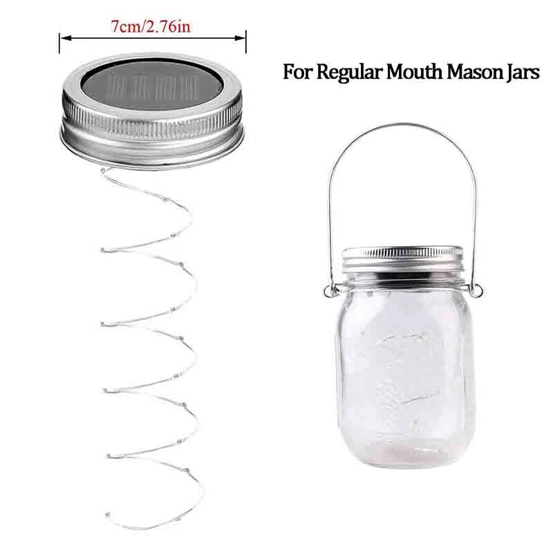 Solar Mason Jar Lid Lights,20 LED Waterproof Fairy Star Firefly String Lights with 6 Hangers(Jar Not Included), for Mason Jar G