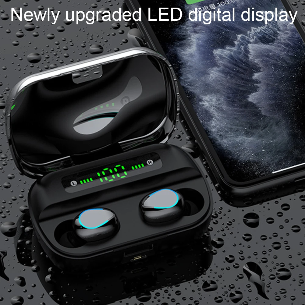 Bluetooth 5 0 Tws Wireless Earphones Led Power Display Waterproof Stereo Sounds Sports Earbuds Noise Reduction Earpiece