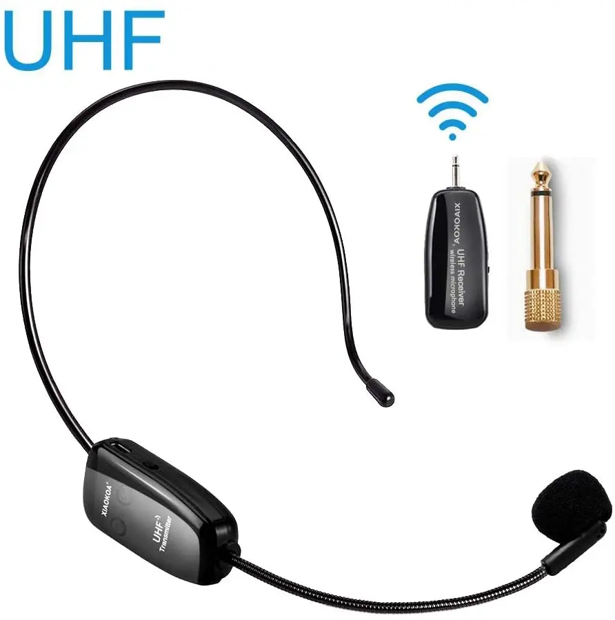 UHF Wireless Microphone Headset Headset and Handheld 2in1 50M Range Rechargeable for Voice Amplifier Teach Wireless Mic XIAOKOA 