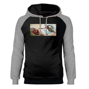 

Hoodies Men Funny Deadpool Michelangelo Raglan Hooded Sweatshirts Winter Autumn Warm Loose Hoodie Streetwear Harajuku Sportswear