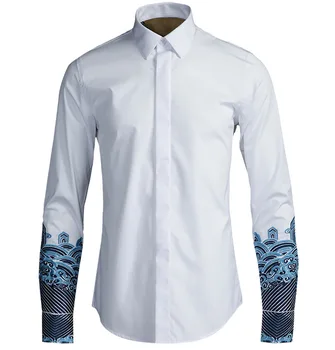 

398 Middle Guofeng Embroidery Wind Men Shirt Long Sleeve Middle Guofeng Men's Wear Shirt