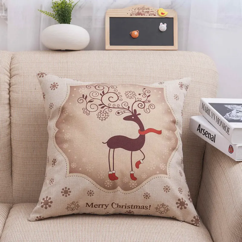 H MIHE 45x45 см хлопковый льняной Рождественский чехол для подушки, украшение для дома, наволочка для дивана, кровати, автомобиля, Наволочка на подушку для стула, Navidad, рождественский подарок - Цвет: H