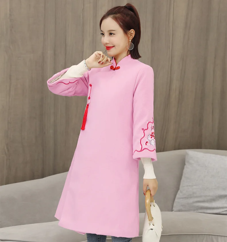 3756 плюс хлопок женское платье улучшенное Cheongsam мягкая Ретро Китайская одежда зимнее шерстяное пальто yan xi Guides