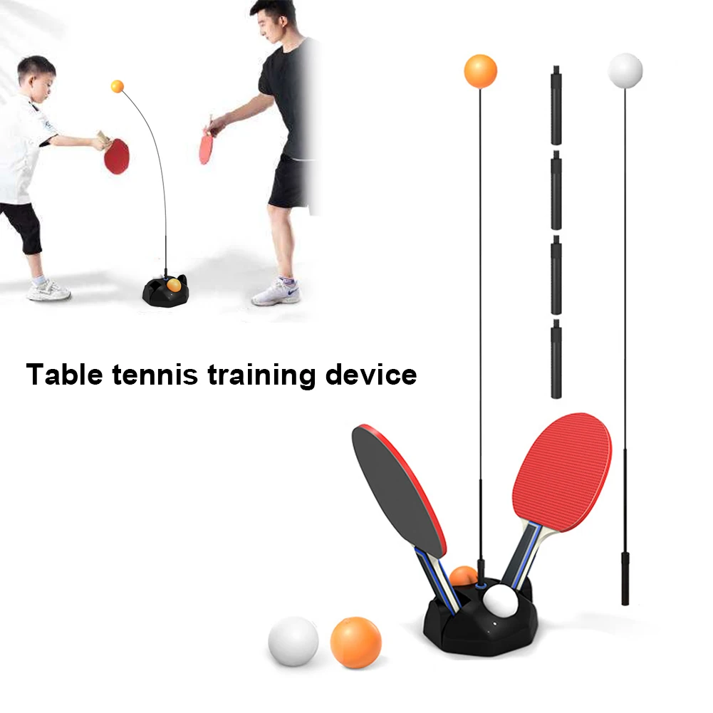 Table Tennis Trainer Rebound Table Tennis Practice Set Leisure Decompression Sports with Movable Elastic Soft Shaft,2 Table Tennis Paddle and 6 Balls 