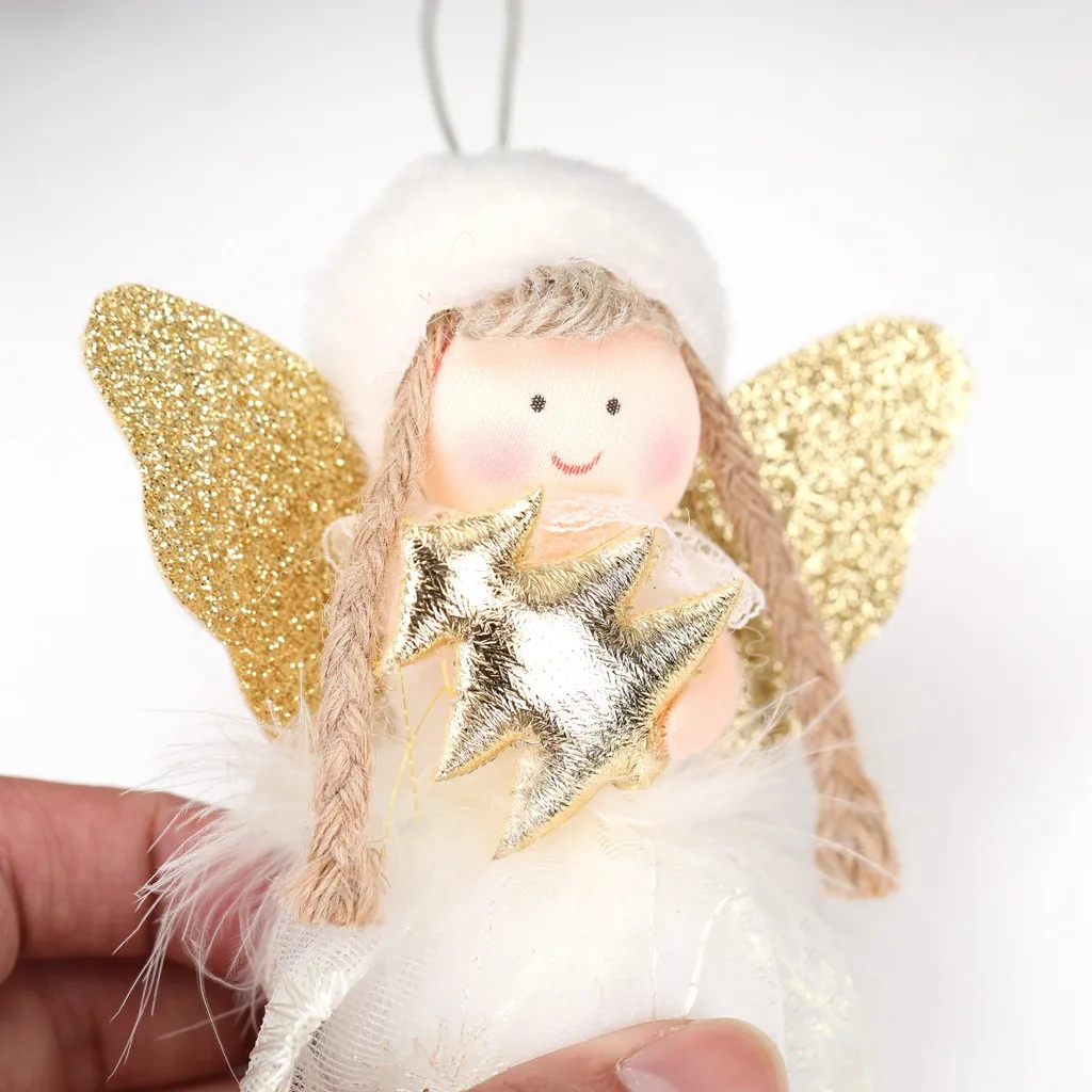 Бусы на елку Висячие куклы ангела орнамент Снежинка Рождественская елка бутик креативная ткань украшение кулон милый Декор