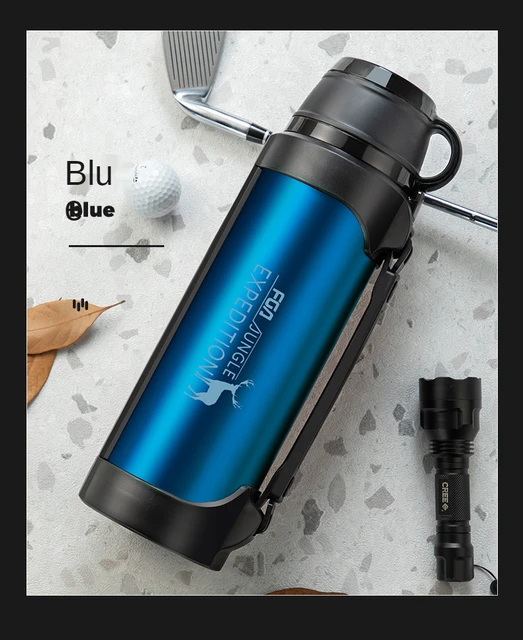 KDKD Military Thermos Travel Portable Thermos for Tea Large Cup Mugs for  Coffee Water Bottle Stainless Steel 1200/1500ml (Color : D, Size : 1200ml)