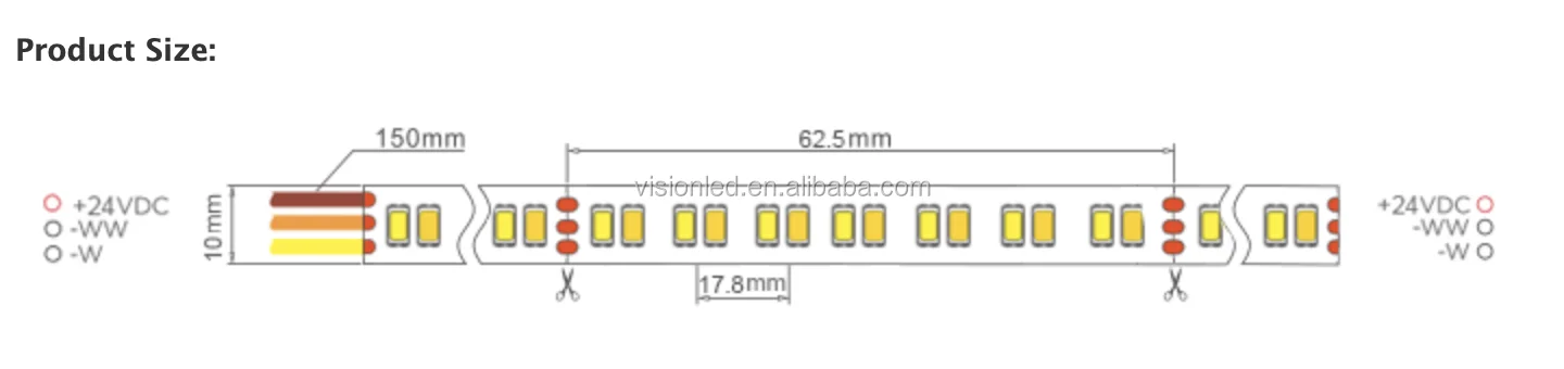 24V DC, 112led/m smd 5630(560led/5 m) светодиодный светильник, CW+ WW CCT регулируемый
