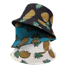 Унисекс двухсторонние шапки с принтом ананаса для путешествий на открытом воздухе Sunccreen складные Панамы повседневные Хип-Хоп Harajuku Рыбацкая шляпа# A