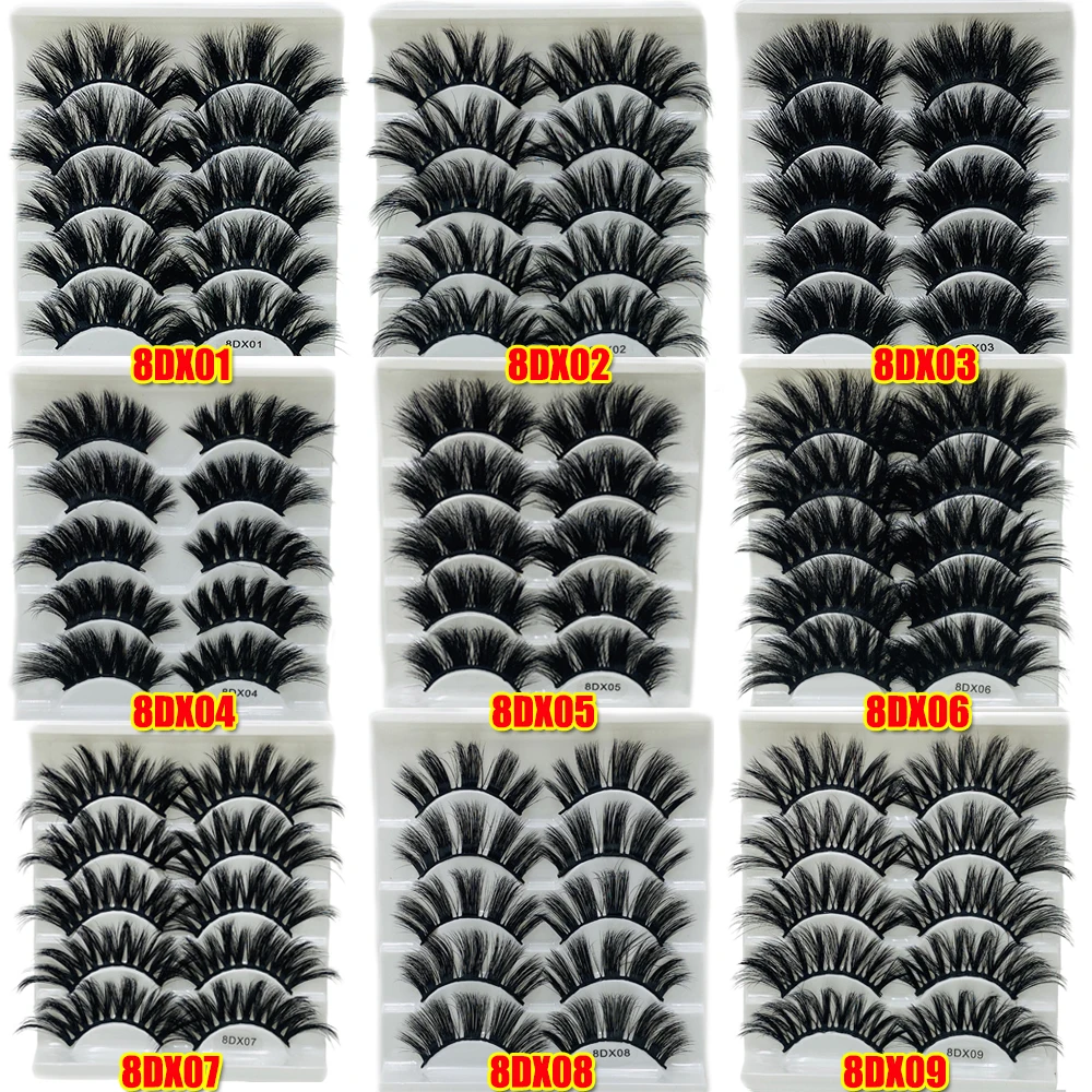 5Pairs 8D Faux Mink Hair False Eyelashes Natural/Thick Long Eye Lashes Faux Cils Maquillaje Wispy Makeup Beauty Extension Tools