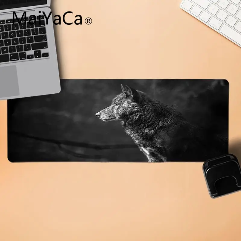 MaiYaCa белый и черный волк большой коврик для мыши ПК компьютерный коврик противоскользящие прочные силиконовые компьютерные коврики