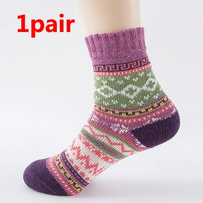 1/2 пары осенне-зимних носков повседневные цветные рождественские толстые теплые женские носки Модные женские удобные вязаные шерстяные носки - Цвет: 1Pair Style 2