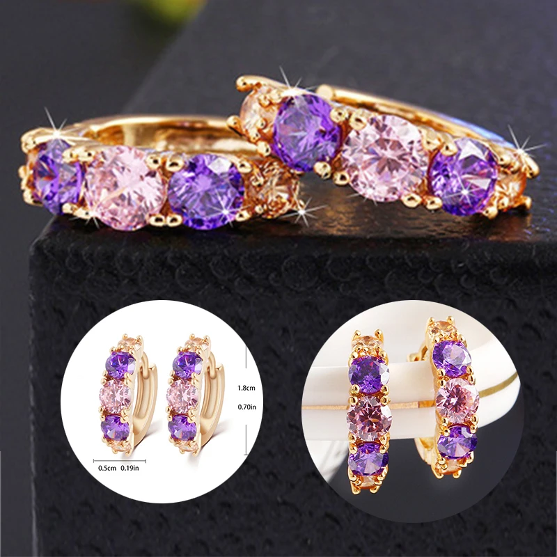 

2019 Personality Fashion OL Crystal Daily Party Wedding White Shining Zircon Hoop Snap Closure Earrings Suitable For Woman Girl