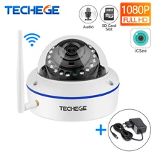 Techege 1080P купольная камера с WIFI Аудио Беспроводная Проводная камера ночного видения Антивандальная 2-мегапиксельная камера видеонаблюдения sd-карта слот Макс 64G Бесплатный адаптер