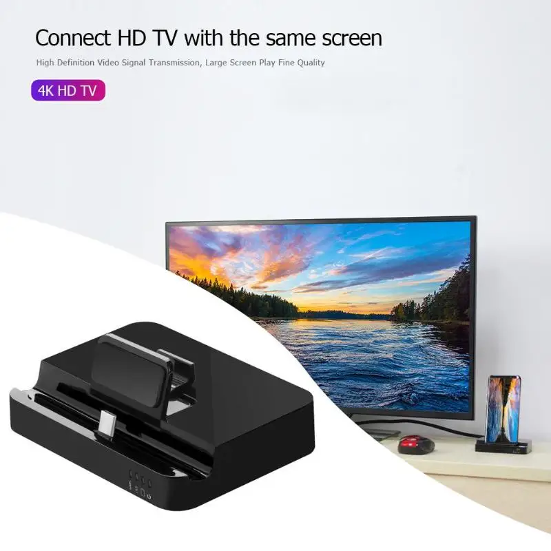 6 в 1 мульти порты type-C HDMI 2 USB3.0 карты памяти TF 4 K/2 K концентратор USB-C адаптер Черный