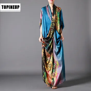 

2019 NEW Personality Retro Print Fashion Dress Sleeve print personalized long dress Slim Women Dress