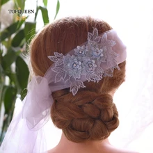 TOPQUEEN WS03 Голубой вышитый цветок Свадебная вуаль повязка на голову модный элегантный стиль головные уборы Свадебные волосы vinre для невесты