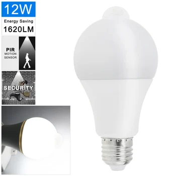 

PIR Bulb 12W 1000LM White Light Automatic Human Infrared Induction LED with 120° Beam Angle Fit for Home / Corridor / Aisle