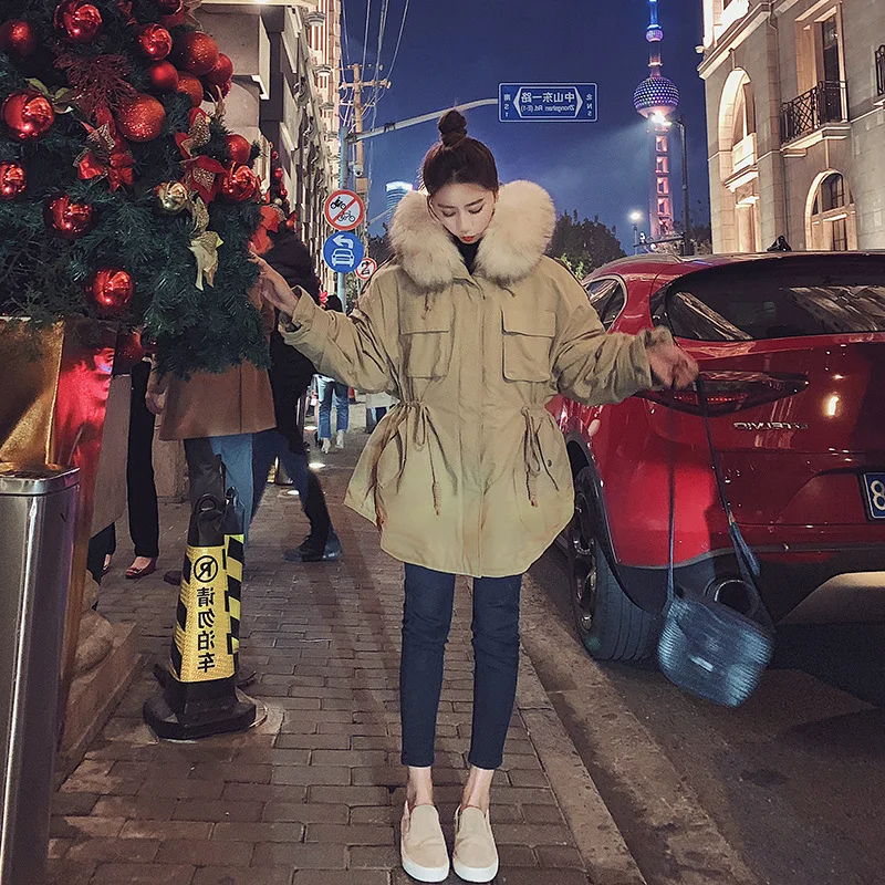 

Photo Shoot Cotton-padded Clothes Women's 2019 Winter New Style Korean-style Loose-Fit Mid-length Drawstring Waist Hugging Slimm