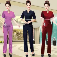 СПА центр здоровья 2 шт набор женщина стоматолога больница спа униот салон красоты Бар комбинезоны массаж вышивка v-образным вырезом Рабочая форма