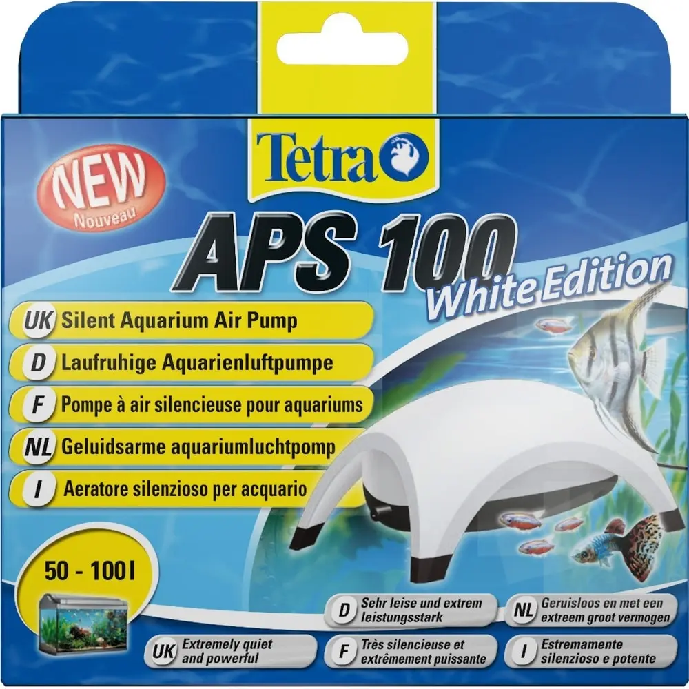 Компрессор Tetra APS 100 для аквариума 50 - л (100 л/ч 2.5 Вт 1 канал регулируемый) белый | Дом