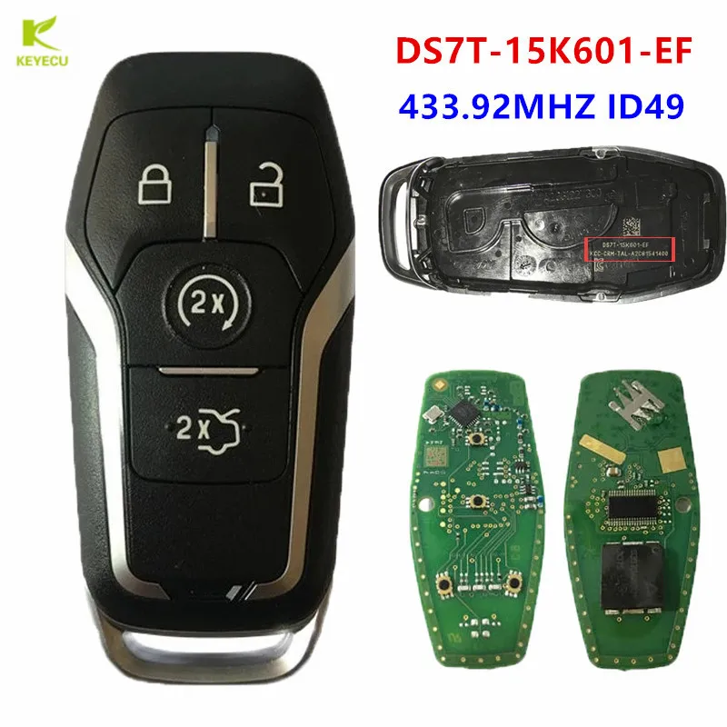 

KEYECU Replacement Aftermarket Smart Remote Key 434MHz ID49 Chip for Ford 2014- 2017 Tallinn Mondeo Mustang Edge DS7T-15K601-EF