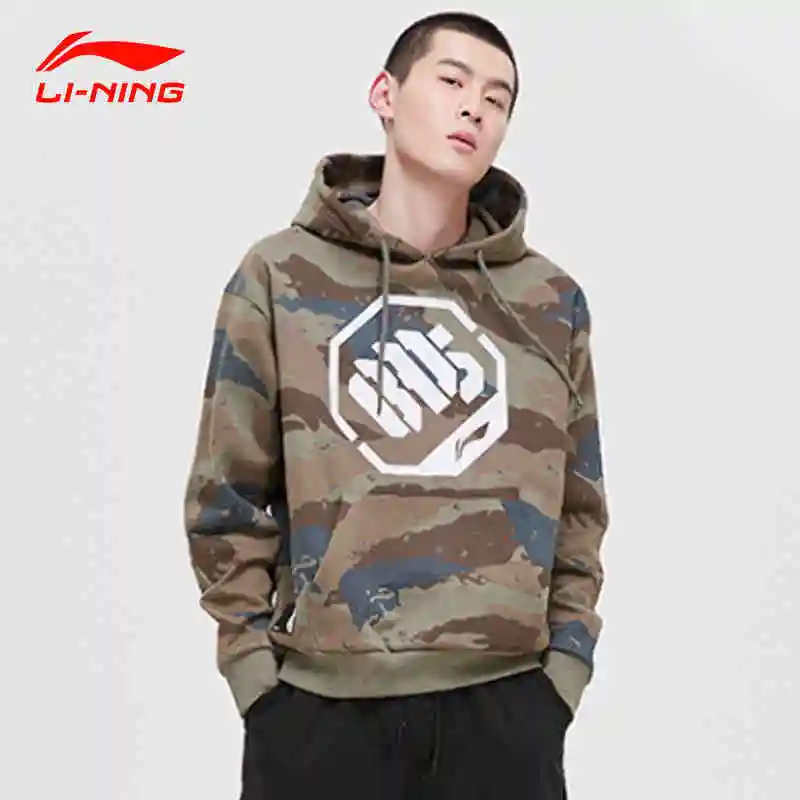 Li-Ning мужской баскетбольный свитер серии BAD FIVE из хлопка, удобная свободная Спортивная толстовка с принтом AWDP061 CJFM19