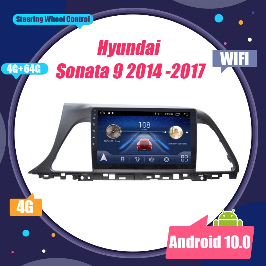 Android 2014 для Hyundai Sonata 9 2017 15 16 Автомагнитола мультимедийный видеоплеер GPS-навигация