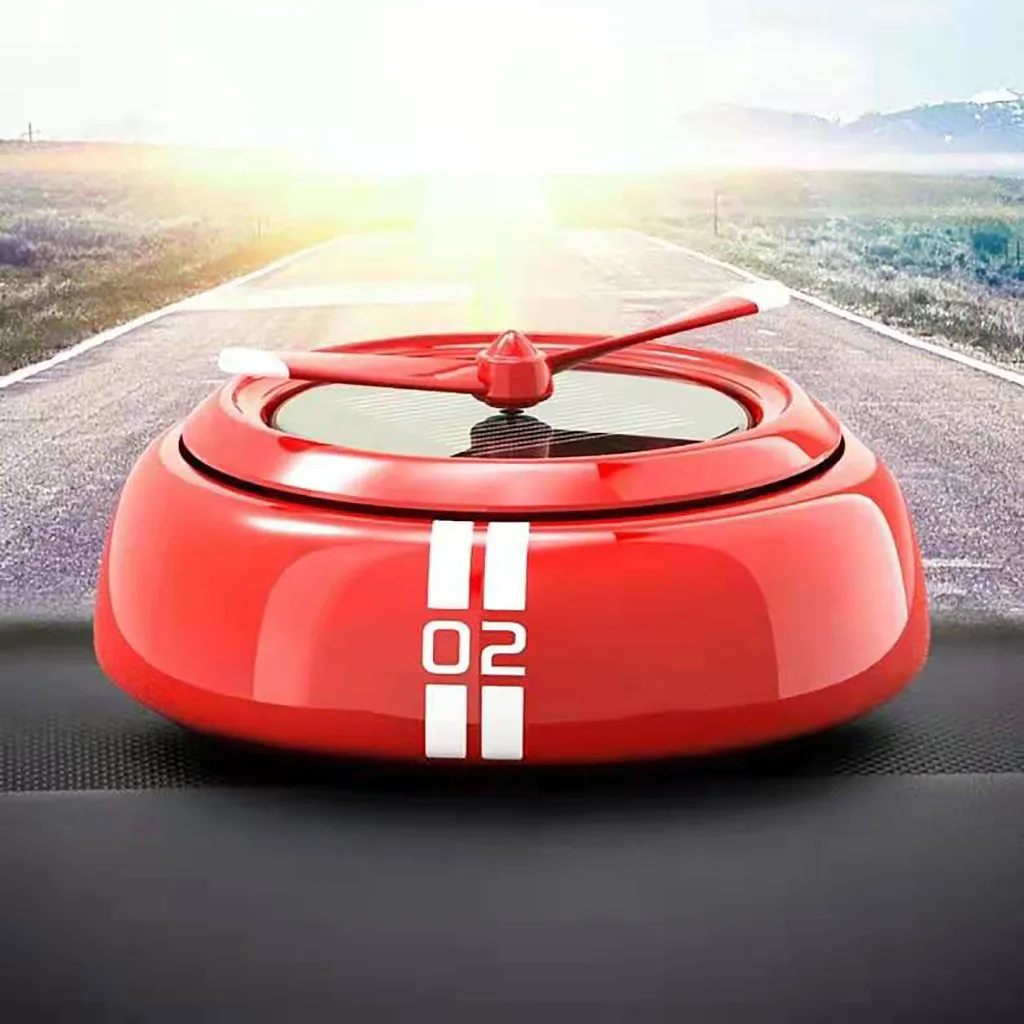 

360° fragrance blowing Solar Energy High-end Rotating Designed UFO Car Air Purifier Car Fragrance double ring rotating #P10