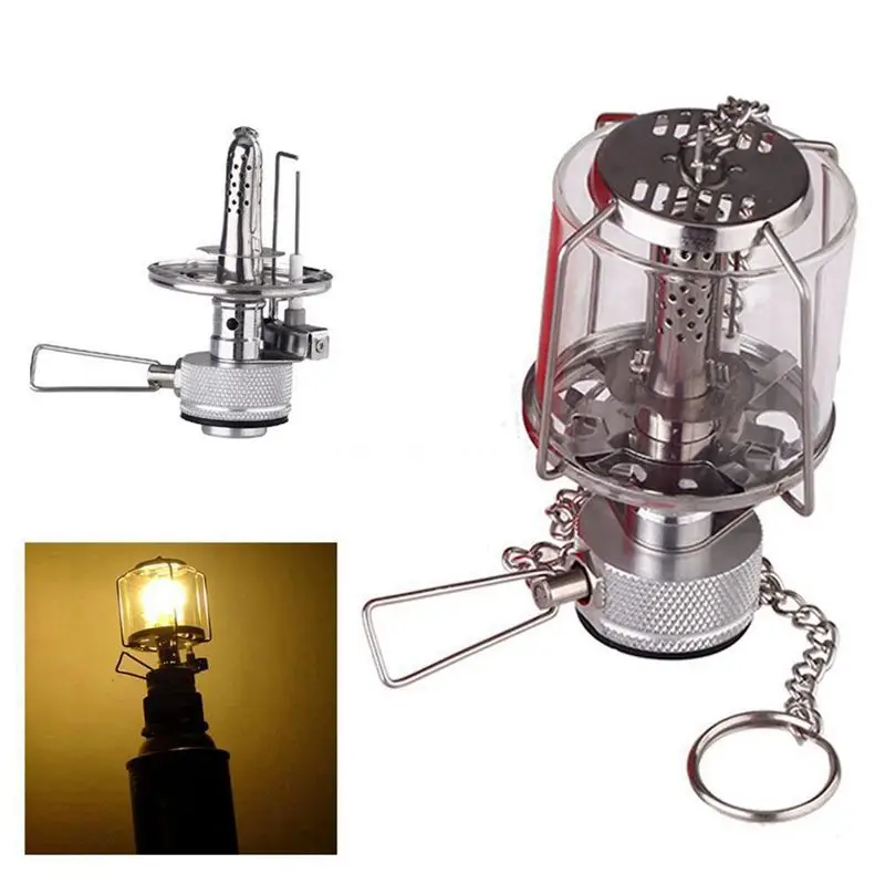 Promotion! Mini Camping Lantern Gas Light Portable Tent Glass Lamp Butane 80LUX Light BL