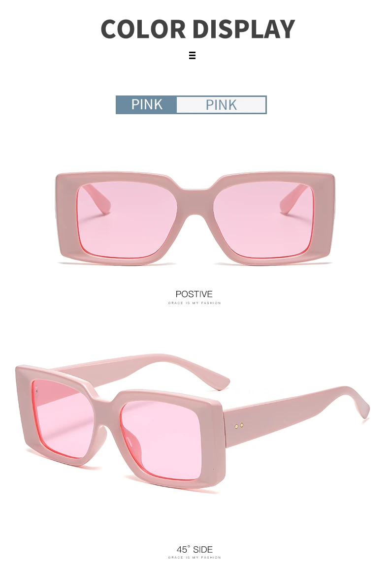 New Fashion Pink Square Indent Sunglasses Macarons Y2k Oversize Eyewear for Men And Women Fashion Decorative Sun Glasses large sunglasses