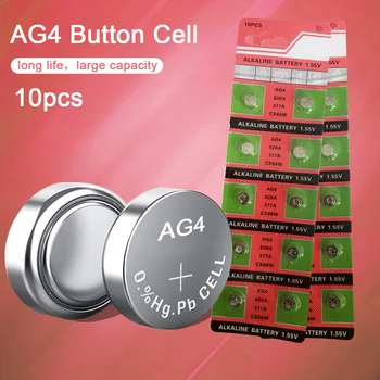 

10PCS AG4 1.55V Watch Battery 626A 377A CX66W Coin Cell Alkaline Batteries for Toy Calculator Laser Pointer Clock Watch Cameras